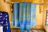 Zahir Widadi's home and workshop, specialist in batik indigo dyes, Pekalongan, Java island, Indonesia, Southeast Asia, Asia