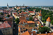 The Old Town seen from the tower of St Olav'church, UNESCO World Heritage Site, Tallinn, Estonia, Europe