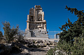 View of the Philopappos Monument, an ancient Greek mausoleum dedicated to Philopappus, a prince from the Kingdom of Commagene, Mouseion Hill, Athens, Greece, Europe