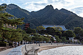 Blick entlang der Küstenlinie von Miyajima,Itsukushima Shinto-Schrein und Pagode,UNESCO-Weltkulturerbe,Insel Miyajma,Präfektur Hiroshima,Honshu,Japan,Asien