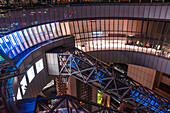 Circular Roof top of Umeda Sky building and night skyline of Osaka, Honshu, Japan, Asia