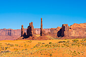 Totem Pole and Yei Bi Chei, Monument Valley, Arizona, United States of America, North America