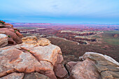 Dramatic canyon terrain at Grand View Point at dusk, Canyonlands National Park, Utah, United States of America, North America