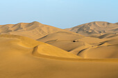 Dünenbuggy auf Sanddünen in der Wüste,Huacachina,Ica-Distrikt,Ica-Provinz,Ica-Region,Peru,Südamerika