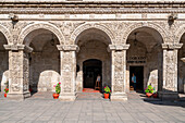 Decorated pillars at Cloisters of The Company, Arequipa, Peru, South America