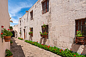 White section of Cloister and Monastery of Santa Catalina de Siena, UNESCO World Heritage Site, Arequipa, Peru, South America