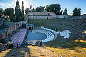 Great Theater of Pompeii, archaeological site of ancient city destroyed by Mount Vesuvius volcanic eruption, UNESCO World Heritage Site, near Naples, Campania, Italy, Europe