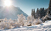 Winterzeit im kleinen deutschen Dorf Garmisch-Partenkirchen,Bayern,Deutschland,Europa