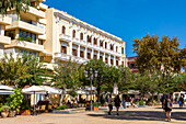 Shops and Restaurants on the Passeig de Vara de Rey, Ibiza Town, Ibiza, Balearic Islands, Spain, Mediterranean, Europe