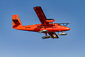 British Antarctic Survey (BAS) research plane operating in the Gullet, near Rothera Station near the Antarctic Peninsula, Polar Regions