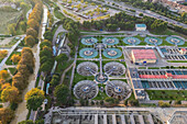 Aerial view of Casablanca water treatment plant and Imperial Canal in Zaragoza, Spain