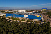 Aerial view of IKEA store in Puerto Venecia shopping center, Zaragoza, Spain