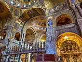 A Gothic altar screen encloses the chancel in St. Mark's Basilica in Venice, Italy.