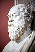 Rome, Italy, July 22 2017, This marble bust of Socrates, a Roman copy of a 4th-century BC original, is displayed at the Vatican Museums in Rome, Italy.