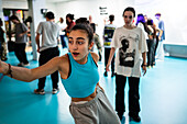 Young dancers meet and share in the context of the MAF Battle event, urban and street dance event in Zaragoza, Spain