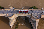 Luftaufnahme der Steinernen Brücke (Puente de Piedra),Zaragoza,Spanien