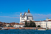 Rear aspect of the Basilica of Santa Maria della Salute from the Giudecca Canal in Venice, Italy.