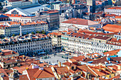 Discover the stunning urban landscape of Lisbon with panoramic views of Figueira Square and Baixa from the historic Castle of Saint George.