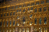 The Pala d'Oro or Golden Panel is an alterpiece in St. Mark's Basilica, Venice, Italy. Made of gold, cloissonne and jewels. Commisioned in 976 A.D. and finally completed in its present form in 1345 A.D.