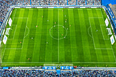 Aerial view of the Romareda soccer stadium during a Real Zaragoza match against UD Almeria