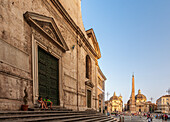 Rome, Italy, July 2017, View of Basilica and Piazza del Popolo in Rome, Italy during daytime.