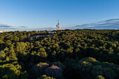 Aerial view of communications antena on top of park