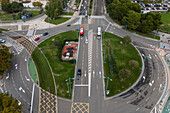 Aerial view of a roundabout in Zaragoza, Spain