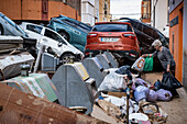 Effects of the DANA floods of October 29, 2024, in Ausias March street, Alfafar, Comunidad de Valencia, Spain