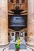 Rome, Italy, July 2017, The tomb of King Vittorio Emanuele II displays intricate architecture inside the Pantheon in Rome, honoring Italy's first king.