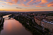 View of the Ebro river at sunset, Zaragoza, Spain