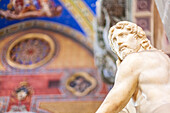 Rome, Italy, July 2017, Explore the intricate details of Michelangelo's Redeemer sculpture located in the Santa Maria Sopra Minerva Basilica in Rome.