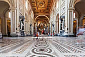 Rome, Italy, July 22 2017, The beautiful nave of San Giovanni in Laterano basilica features intricate details as visitors admire its stunning architecture.