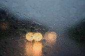 Wet windshield during a storm in Costa Rica