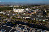 Aerial view of Puerto Venecia shopping center, Zaragoza, Spain