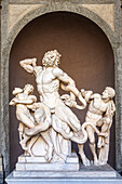 Rome, Italy, July 22 2017, The Laocoon group illustrates the intense struggle of Laocoon and his sons against the attacking serpents, situated in Vatican Museums.