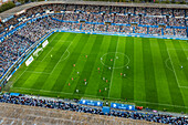 Aerial view of the Romareda soccer stadium during a Real Zaragoza match against UD Almeria