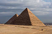 The pyramids of Cheops and Chephren, Giza, Egypt.