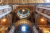 Rome, Italy, July 22 2017, Marvel at the stunning ceiling and detailed architecture of the Chapel of Saint Sebastian located within St. Peter's Basilica in Rome.