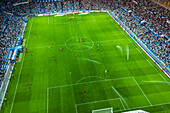 Aerial view of the Romareda soccer stadium during a Real Zaragoza match against UD Almeria