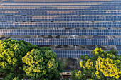 Aerial view of photovoltaic power station in Casablanca water treatment plant, Zaragoza, Spain