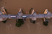 Luftaufnahme der Steinernen Brücke (Puente de Piedra),Zaragoza,Spanien