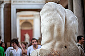 Rome, Italy, July 22 2017, The Belvedere torso stands prominently, capturing attention amidst visiting crowds at the Vatican Museums in Rome.