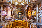 Rome, Italy, July 22 2017, The intricate dome of Santa Maria della Victoria captivates visitors with its vibrant frescoes and stunning architecture in Rome.