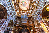 Rome, Italy, July 22 2017, Explore the ornate ceiling and captivating entrance of Santa Maria della Vittoria in Rome, showcasing its stunning Baroque architecture.