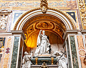 Rome, Italy, July 22 2017, The tomb of Pope Leo XIII is prominently displayed in the left transept of San Giovanni in Laterano basilica.