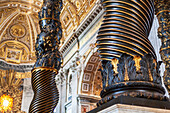 Rome, Italy, July 22 2017, Discover Bernini's twisted column in Saint Peter's Basilica, a stunning example of intricate artistry and craftsmanship.