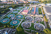 Aerial view of Casablanca water treatment plant in Zaragoza, Spain