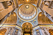 Rome, Italy, July 22 2017, Admire the stunning dome of Saint Peter's Basilica, showcasing intricate designs and grandeur in the heart of Vatican City.