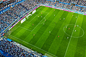 Aerial view of the Romareda soccer stadium during a Real Zaragoza match against UD Almeria