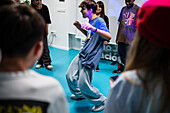 Young dancers meet and share in the context of the MAF Battle event, urban and street dance event in Zaragoza, Spain